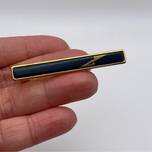 Vintage Givenchy tie Bar Clip Gold Tone & Black Enamel